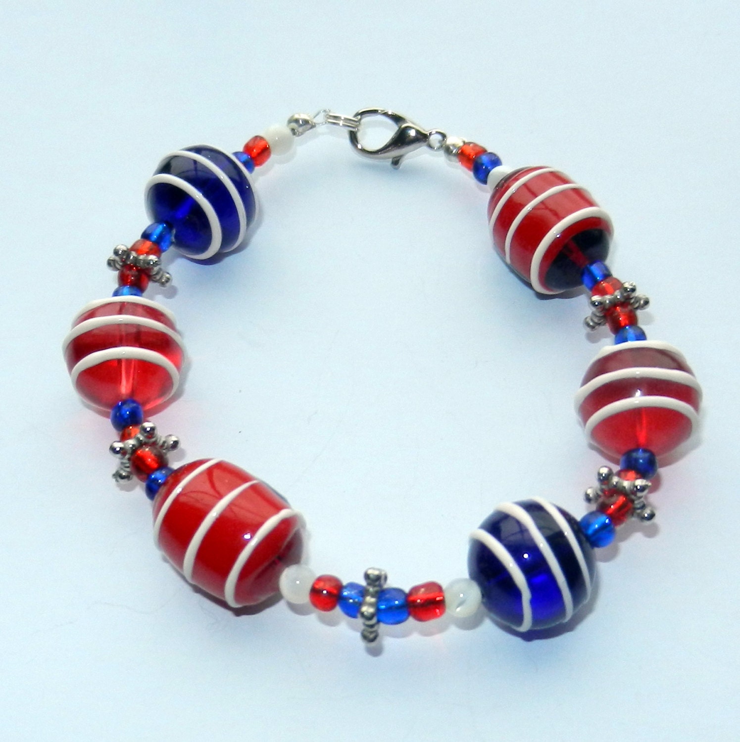Beaded Red White and Blue Bracelet