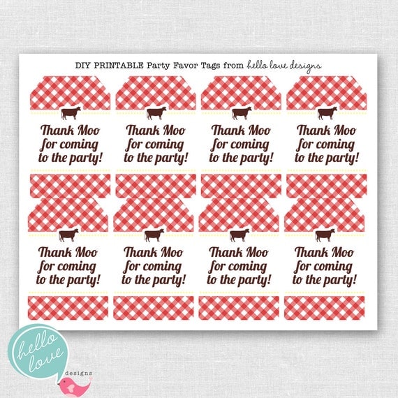Instant Download Farm Party Printable Party Favor Tags by hello love designs Il_570xn