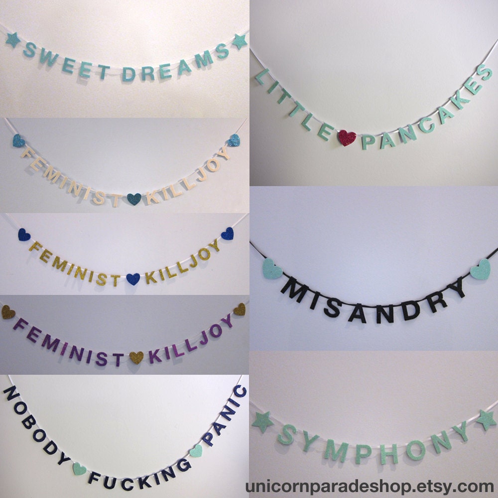Custom Mini Glitter Message Banner, New Colours Available