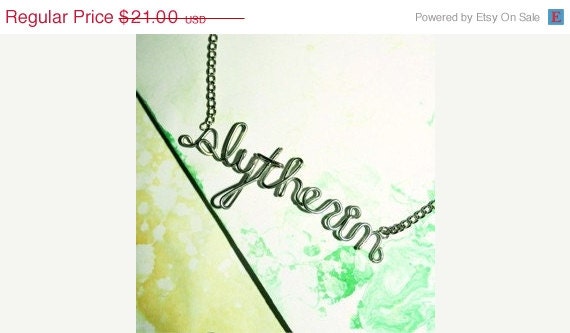 Memorial Day Weekend Sale Slytherin Necklace - Silver Wire Harry Potter Fandom Word Jewelry - Draco Malfoy's Girlfriend Gift for her