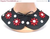 ON SALE till 5/27 - Peter Pan Collar Necklace - Leather Bib Necklace - Handcrafted Detachable Accessory