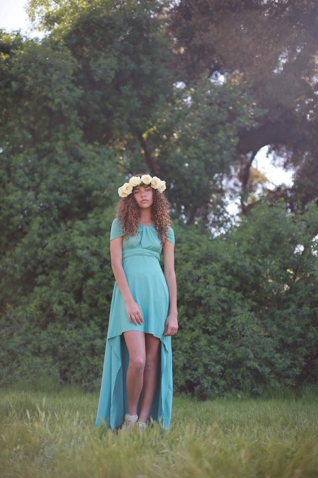 Vintage Sailboat High/ Low Long Aline Octopus Infinity Wrap Gown