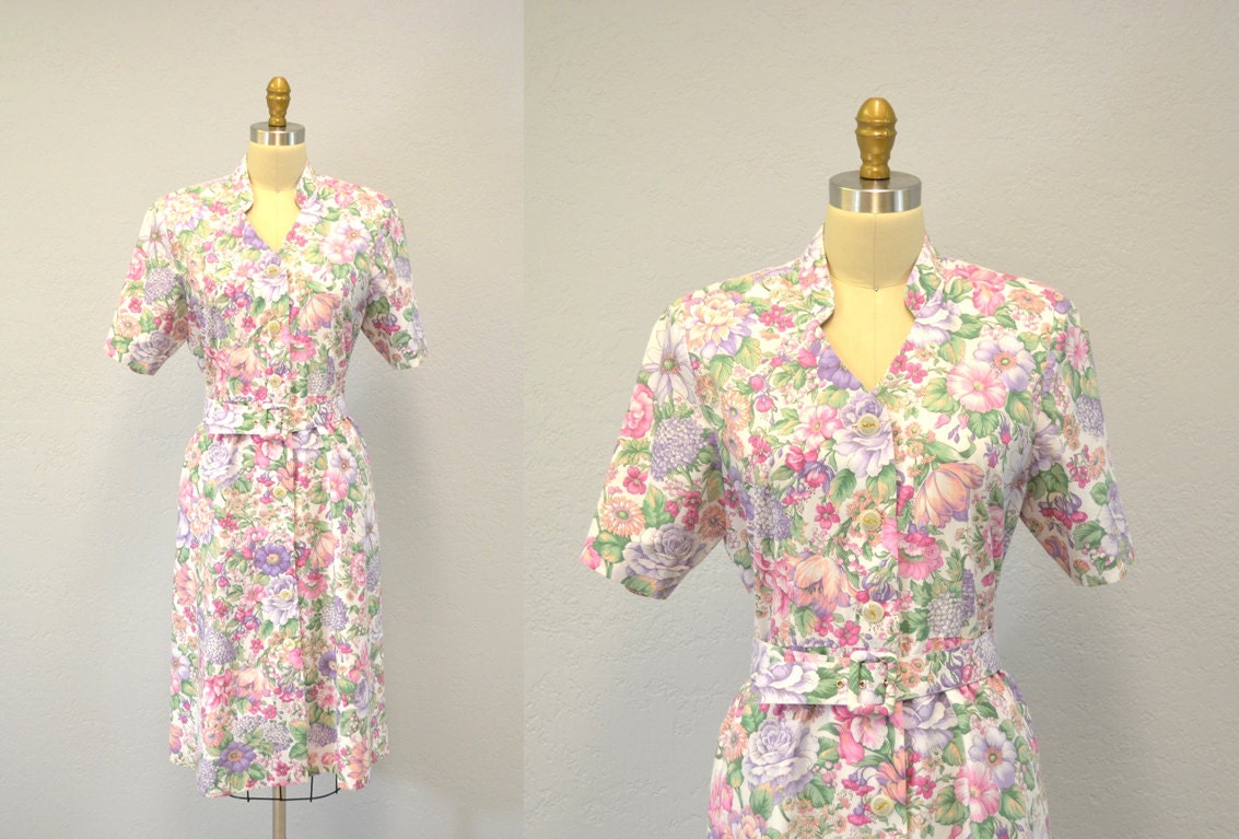 Vintage pastel dress / floral print / spring fashion / 1960s