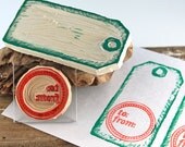 Vintage GIFT TAG Hand Carved Rubber Stamp