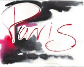 Original Ink Painting Paris Red 2