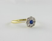 Pretty Edwardian Paste Ring. Sapphire Blue and Clear Stones, Circa 1900s.