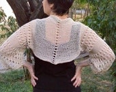 Ivory Nude Cotton Silk Evening Bridal Hand Knitted Shrug