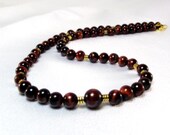 Men's Red Tiger's Eye Necklace - Cha Cherry Men's Beaded Necklace