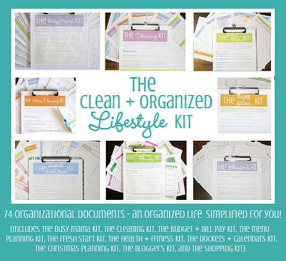 The Clean and Organized Lifestyle Kit - 74 documents - INSTANT DOWNLOAD