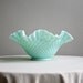 Green Pastel Milk Glass Bowl, Fenton Hobnail 1950s Mint Green