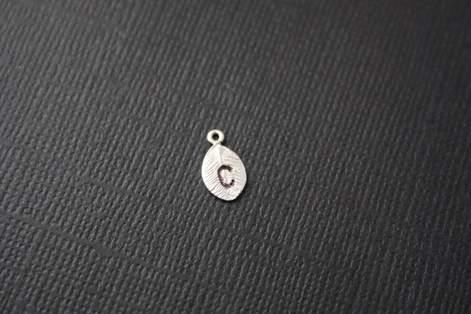 Initial leaf charm - add on, personalize you jewelry,  leaf charm   in   silver
