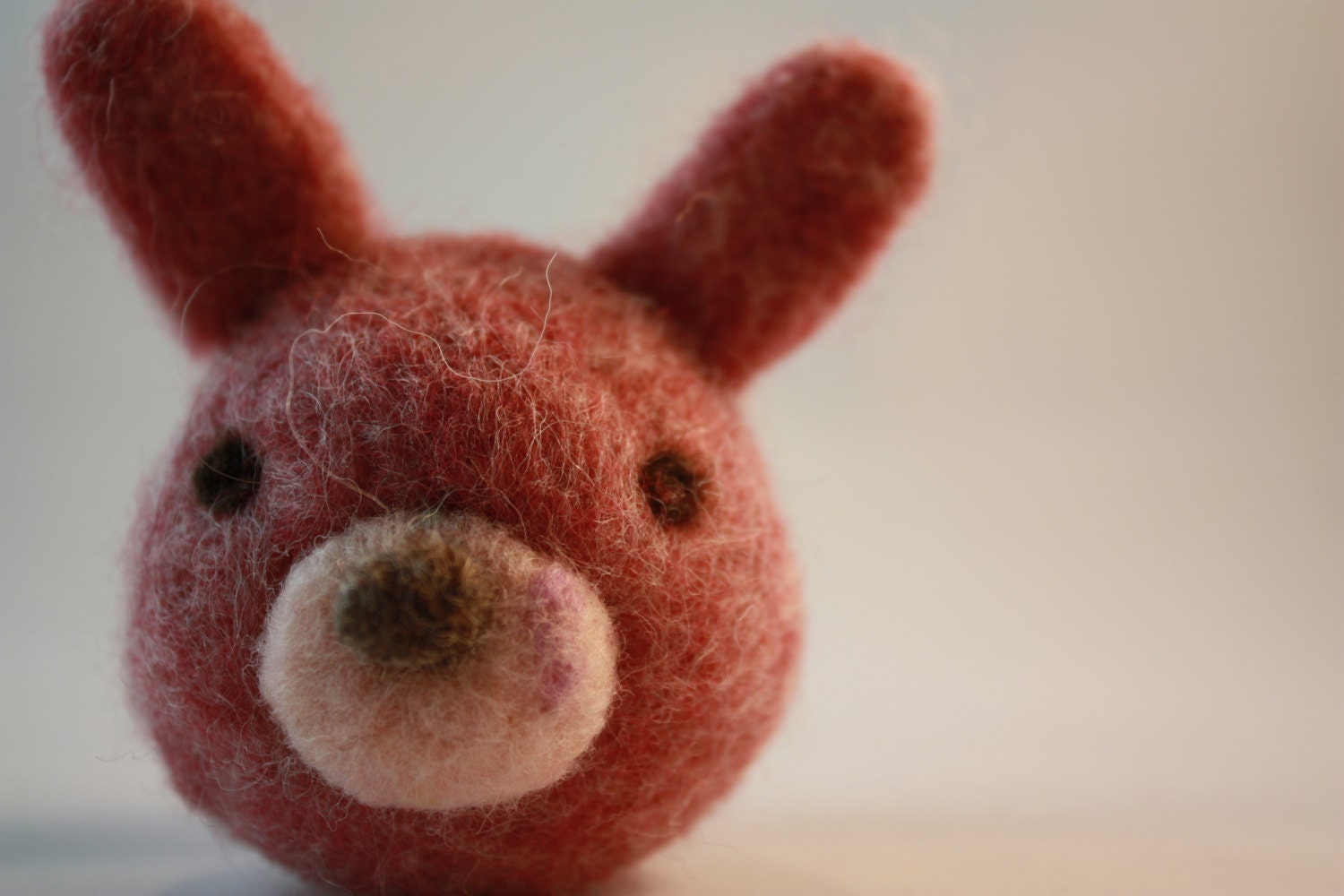pink rabbit ball needle felted Eco friendly toy