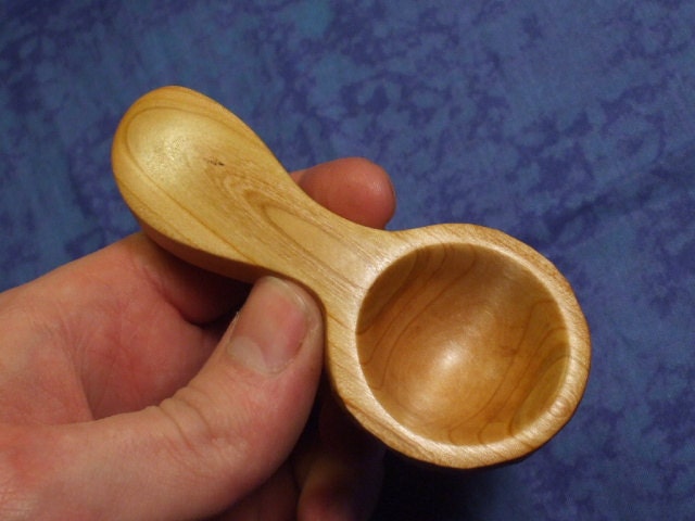 Hand carved rustic coffee scoop in wild cherry wood (Special price)