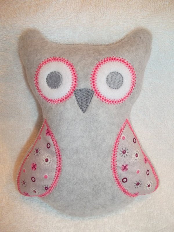 Handmade Stuffed Gray Fleece Owl - Child Friendly