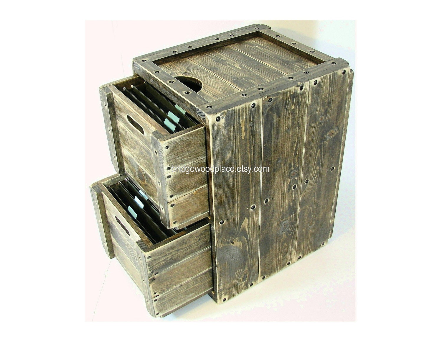 File Cabinet Rustic Solid Wood Office Filing Cabinet 2 Drawer Wooden File Storage & Organization Wood Crate Furniture