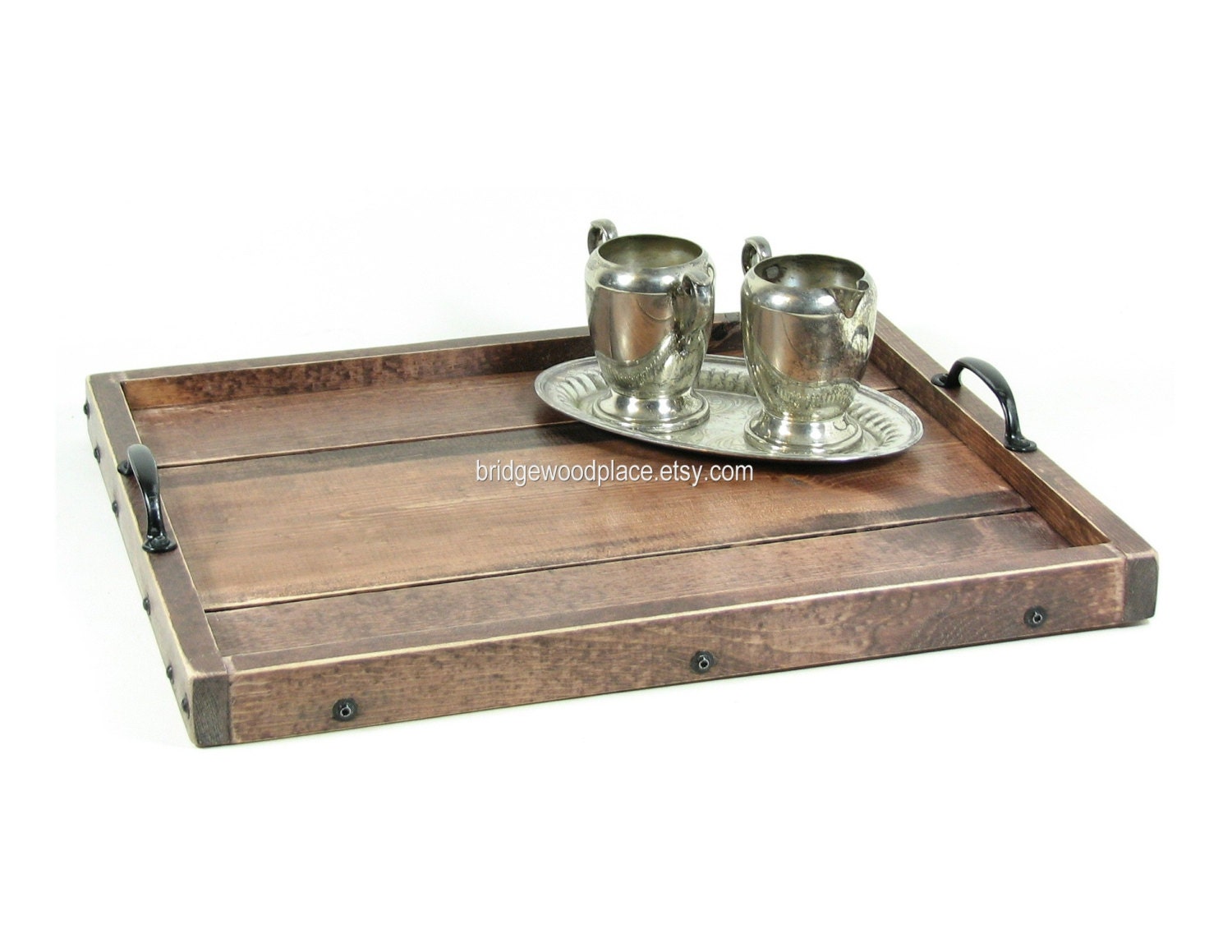 Ottoman Tray Wooden Coffee Table Tray Serving Tray with Handles Custom Monogramming Available