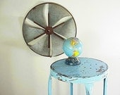 Vintage Robins Egg Blue Industrial Metal Toledo Stool