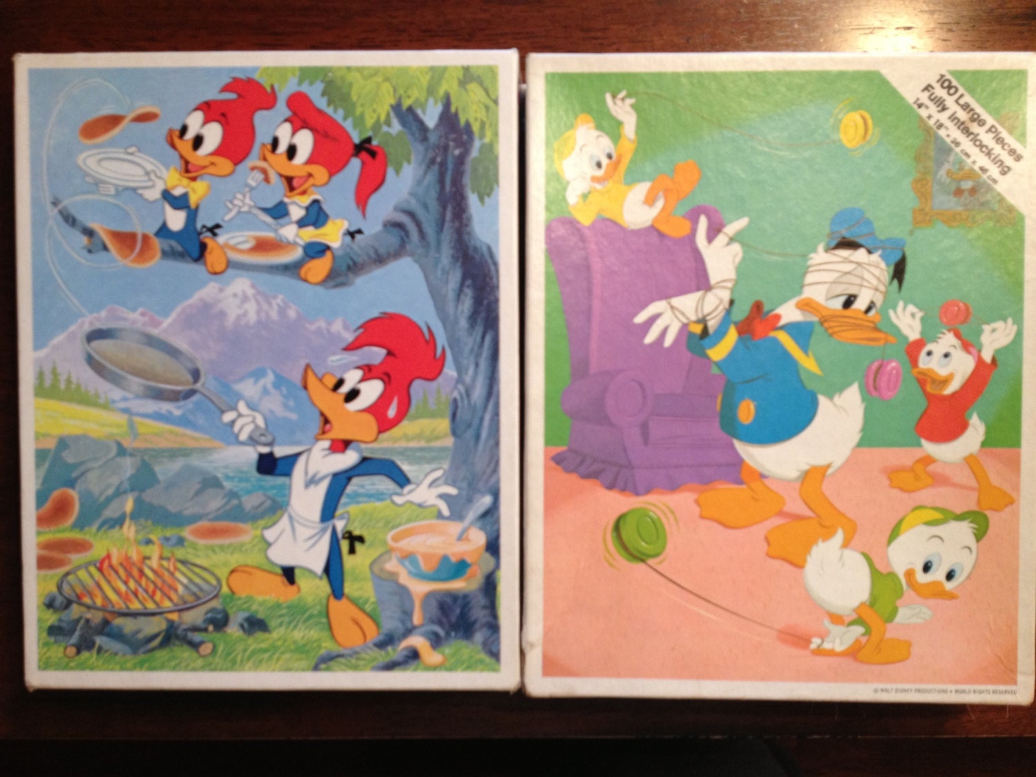 Vintage Whitman Puzzles - Woody Woodpecker and Donald Duck