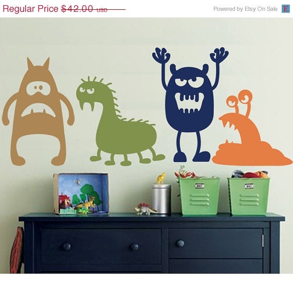 SALE 10% OFF Wall Decal MONSTERS - Childrens Wall Decal