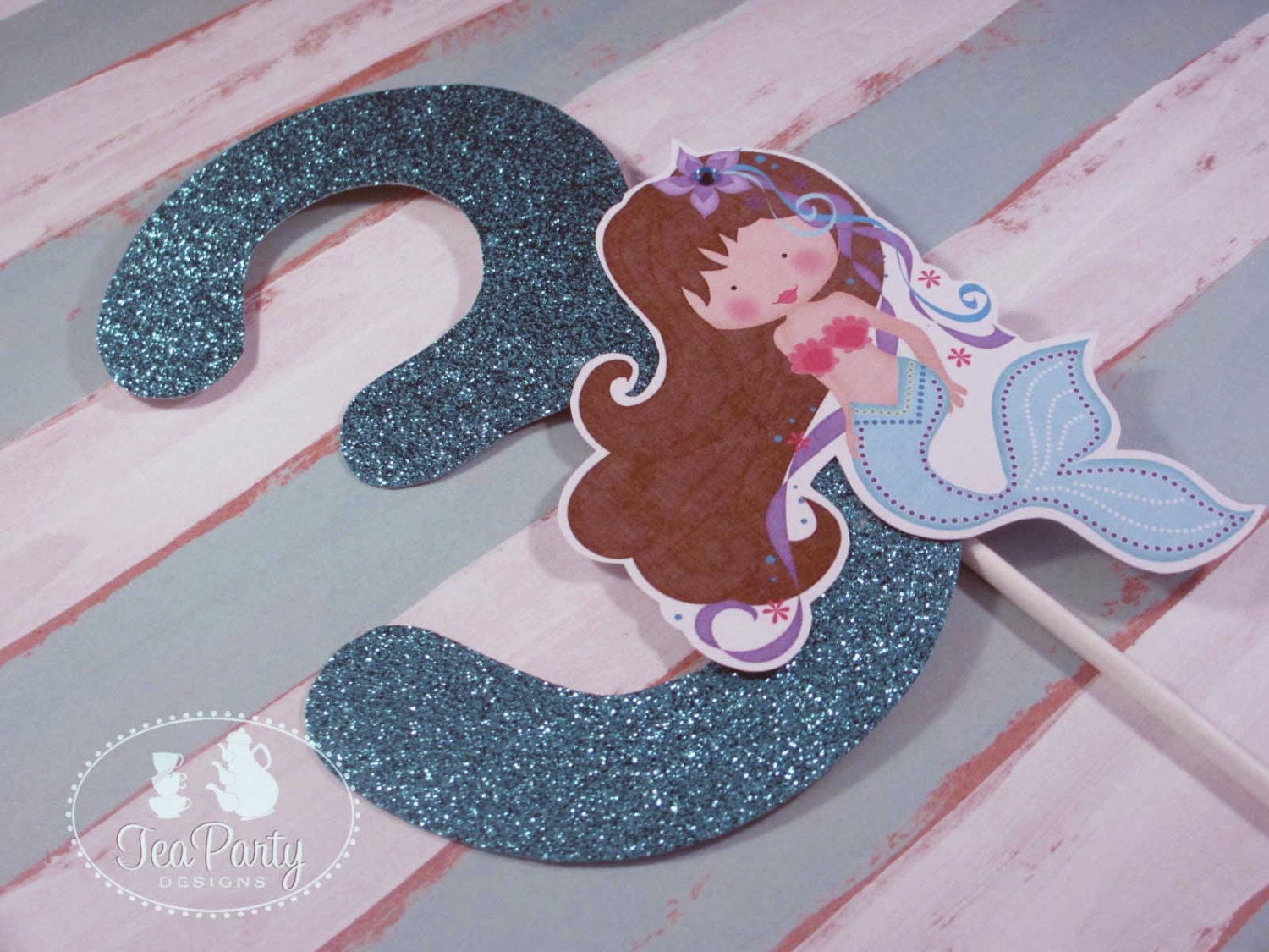 Mermaid Party Custom Cake Topper - Blue Lagoon Collection from Tea Party Designs Il_570xn