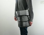 Striped Grey Tweed Messenger Bag - Laptop Bag - Dori Messenger