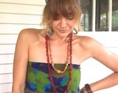 Memorial Sale Eco Headband, upcycled, eco accessories, reversible, with abstract  appliques, gray and blue mix, by Zasra
