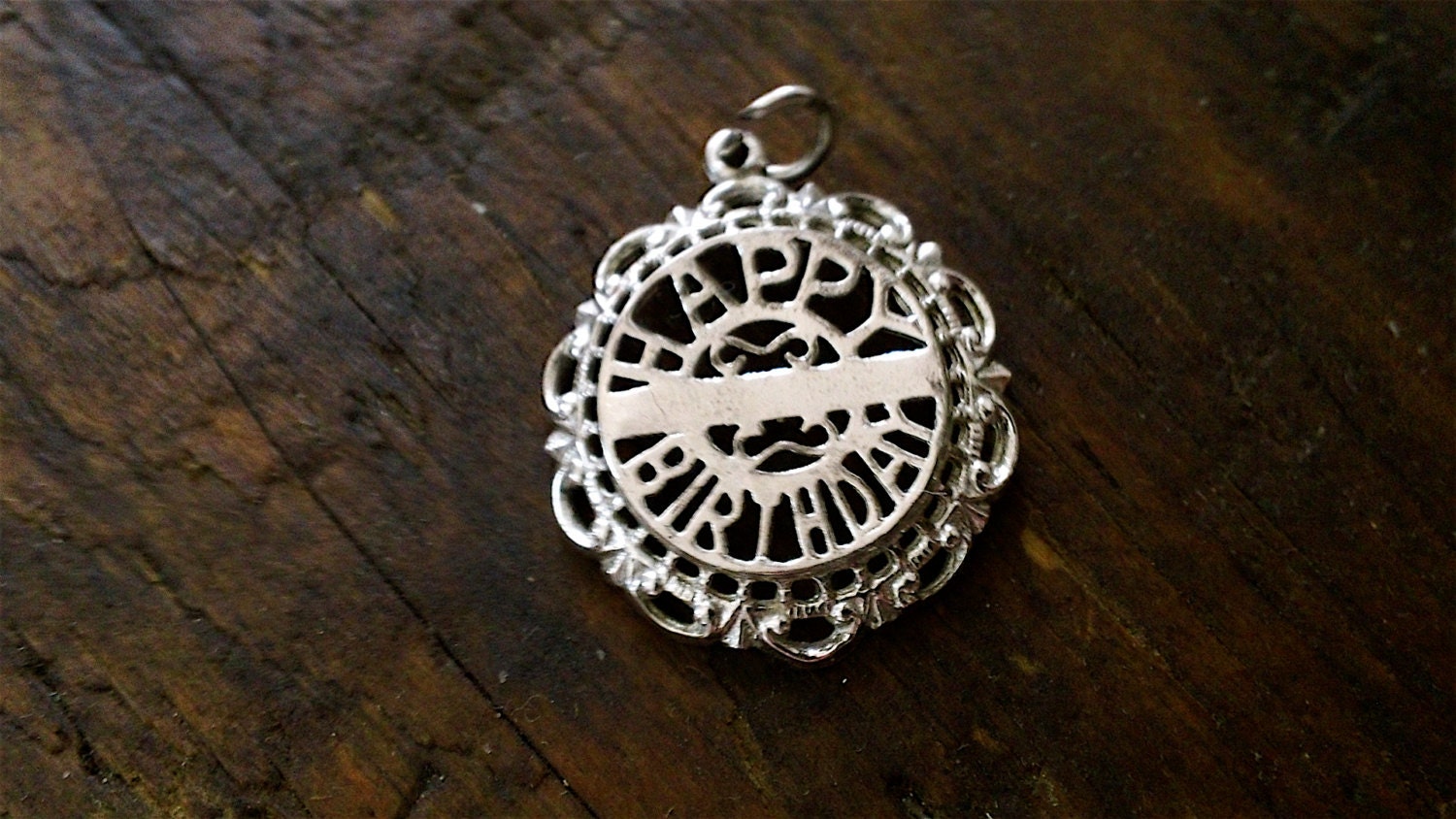 vintage sterling HAPPY BIRTHDAY charm, pendant