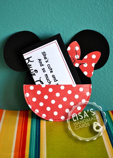 Custom Red and White Polka Dot Minnie Mouse Birthday Invitations Handmade by Lis
