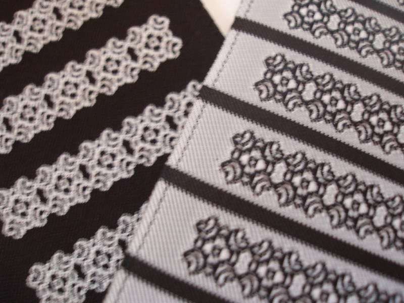 5 Yards New Hampshire Jacquard  - Sewing Gift Wrapping Black & White Trim