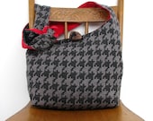 HOBO PURSE Vegan Bag Red Bag Houndstooth Bag Hippy Bag Crossbody Bag Boho Bag Cross Body Bag Vegan Purse Black and Grey Houndstooth