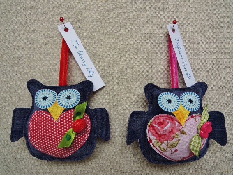 A pair of love Owls .....Professor Twinkle & Mr Starry Sky .....READY TO SHIP