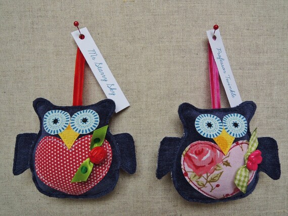 A pair of love Owls .....Professor Twinkle & Mr Starry Sky .....READY TO SHIP Il_570xn