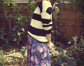 Purple Floral Print Midi Skirt