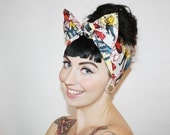 Bow style, Vintage Inspired Head Scarf, Star Trek, Comic Book, Retro