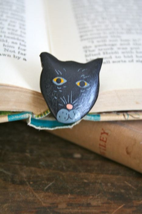 vintage cat brooch - BLACK PANTHER animal pin