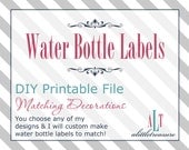 DIY Printable Water Bottle Labels - Baby Shower Decorations - Bridal Shower Decor