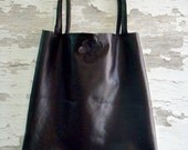 RESERVED LISTING Black Real Leather Tote Bag