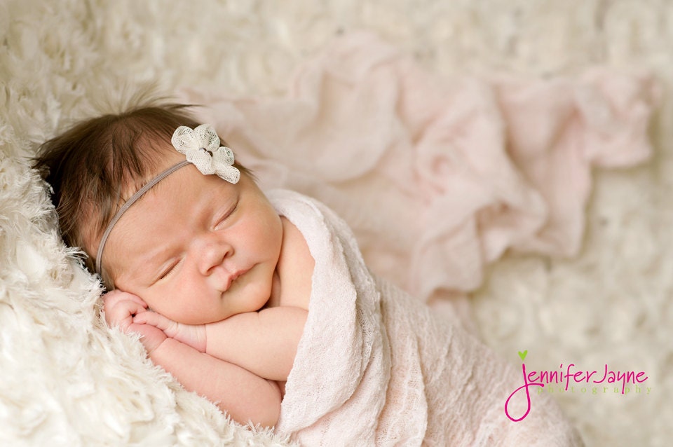 ivory baby headband, newborn headband, baptism headband, infant headband, baby headband