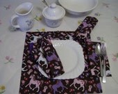 Colorful Ponies Reusable Cloth Napkins, Set of 4, Reversible, 100% cotton, 12 x 12