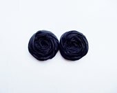 Black Fabric Roses Handmade Appliques Embellishment Set of 2