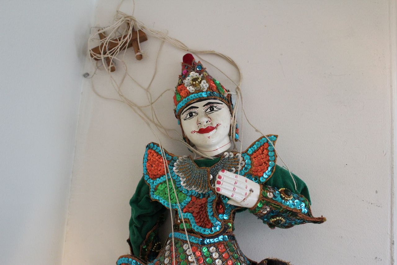antique Burmese warrior marionette