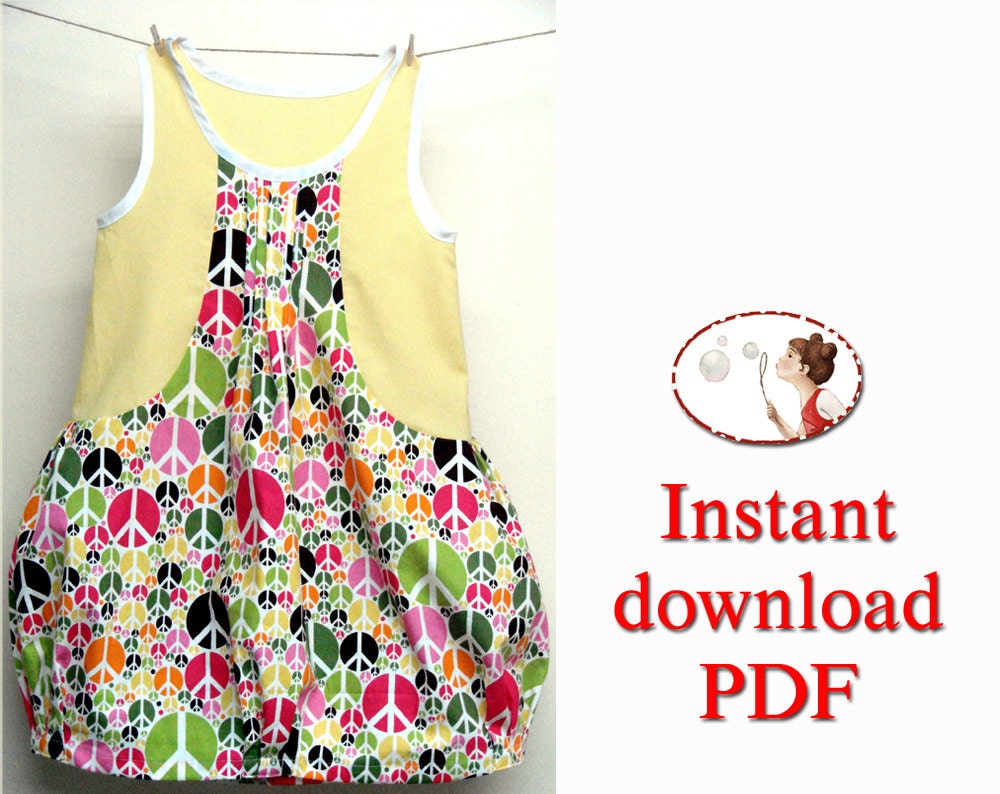 Baby Sewing pattern. Girl sewing pattern. Toddler pattern. Bubble Dress. tutorial. pdf.  6T
