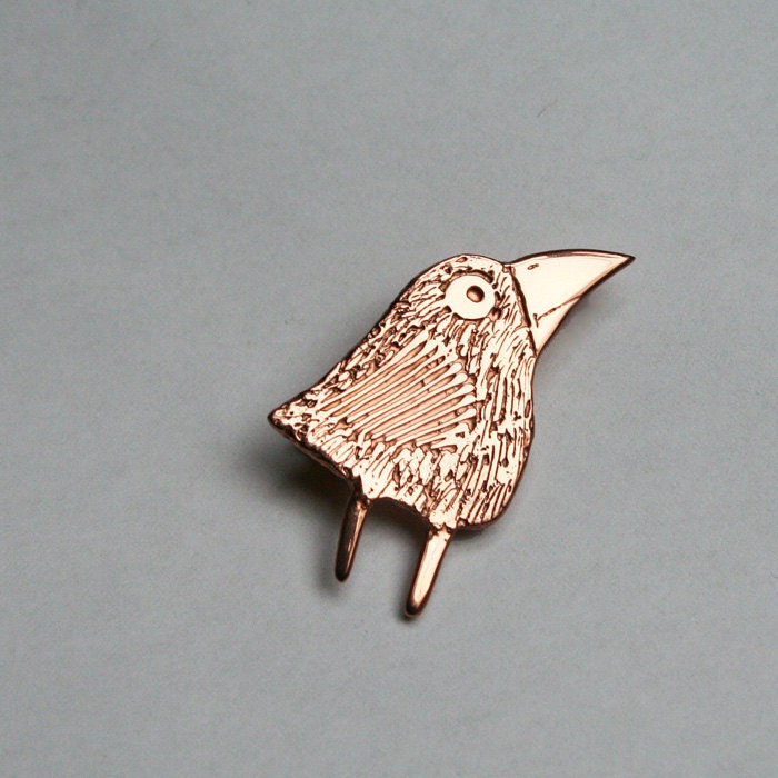 Small copper bird brooch or Inch bird