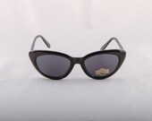 Vintage 80s Black 50s 60s Mod Cat Eye Sunglasses