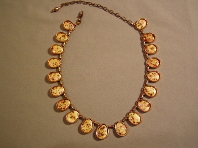 Vintage 1950s Matisse Copper Enamel Mid Century Modern Necklace  4640
