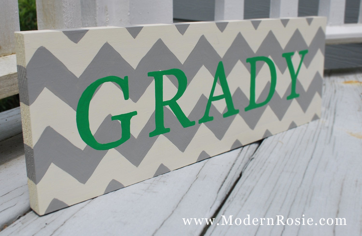 Chevron Custom Name Sign - Hand Painted Sign
