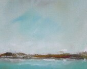 Coastal Seascape Acrylic Painting on Canvas -Green Blue Seaside 11 x 14
