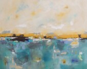 Large Coastal Ocean Seascape Original Painting -Blue Weave Sea 36 x 36