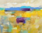 Colorful Yellow Abstract Landscape Original Acrylic Painting - Sunshine Afternoon 20 x 20