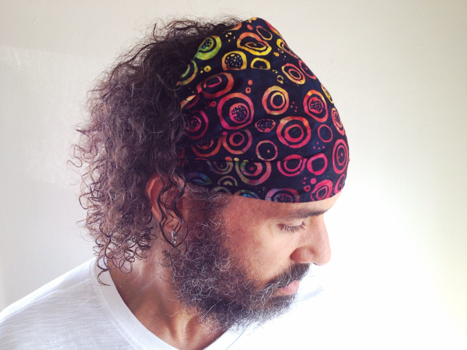 Gypsy Wraps by Julie Bartel, Batik Bubbles Headband - size M or L.  Yoga headband, dreadlocks